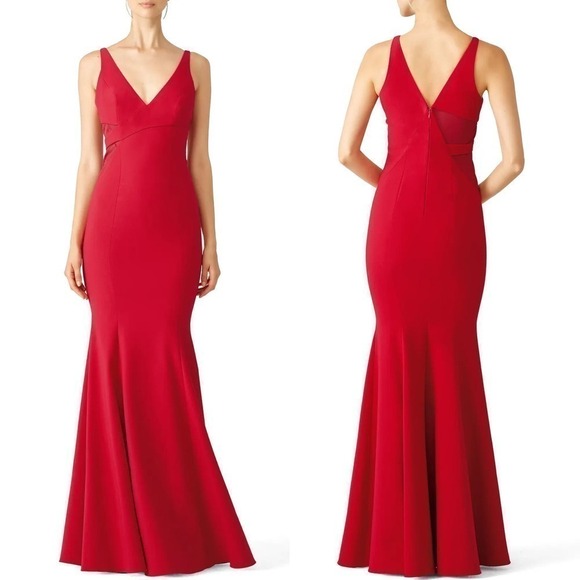 Jay Godfrey Rockefeller Dress Sleeveless V-Neck Evening Gown Maxi Red Size 2 - Picture 1 of 10